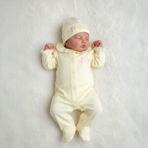 Yellow Ruffle Personalized baby girl coming home outfit