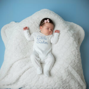 White Personalized “Little Brother or Little Sister” Newborn Hospital Set